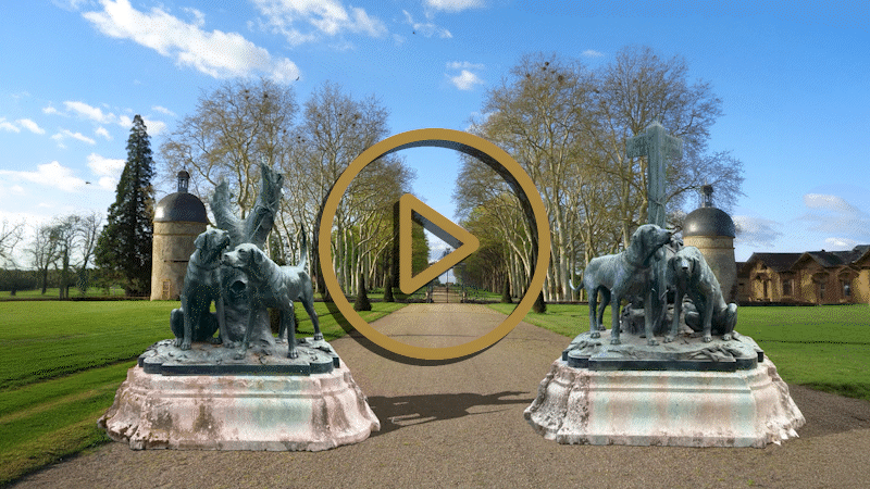 Auguste-Nicolas CAÏN, two monumental bronze groups, original stone bases, 1893-0