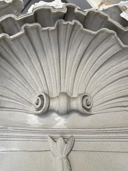 Indoor Fountain with Dolphin Motif – Carved Stuccowork and Corton Marble Stone, 18th Century-3