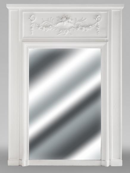 Louis XVI style trumeau decorated with a basket of flowers Louis XVI style trumeau decorated with a basket of flowers-0