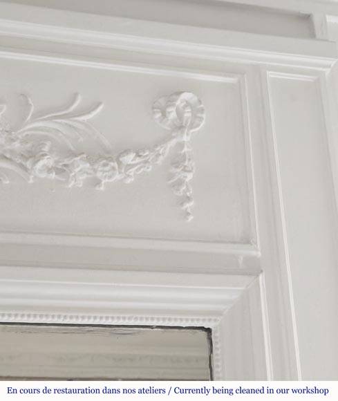 Louis XVI style trumeau decorated with a basket of flowers Louis XVI style trumeau decorated with a basket of flowers-2