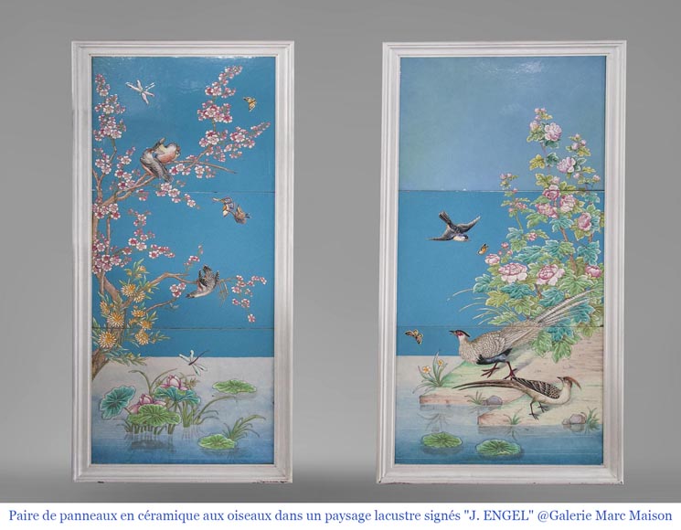 Eugène COLLINOT (1824-1882), 3 sets of decorative Japanese-style earthenware plaques-16