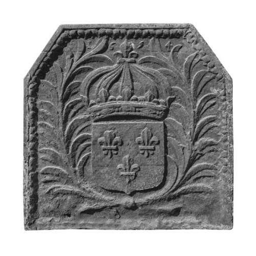  Fireplace plate with the coat of arms of France, dated 1654