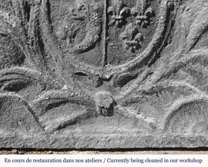 Cast iron fireback with the coat of arms of the Dauphin of France-4