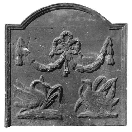 Cast iron fireback with water birds