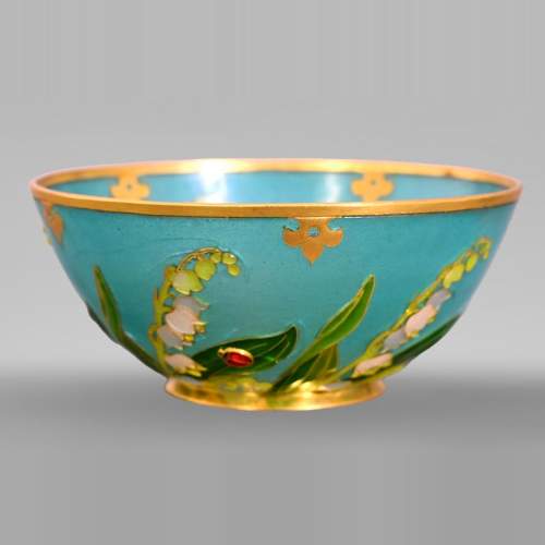 THESMAR André-Fernand (1843-1912) hemispherical cup in gold plique-à-jour enamel