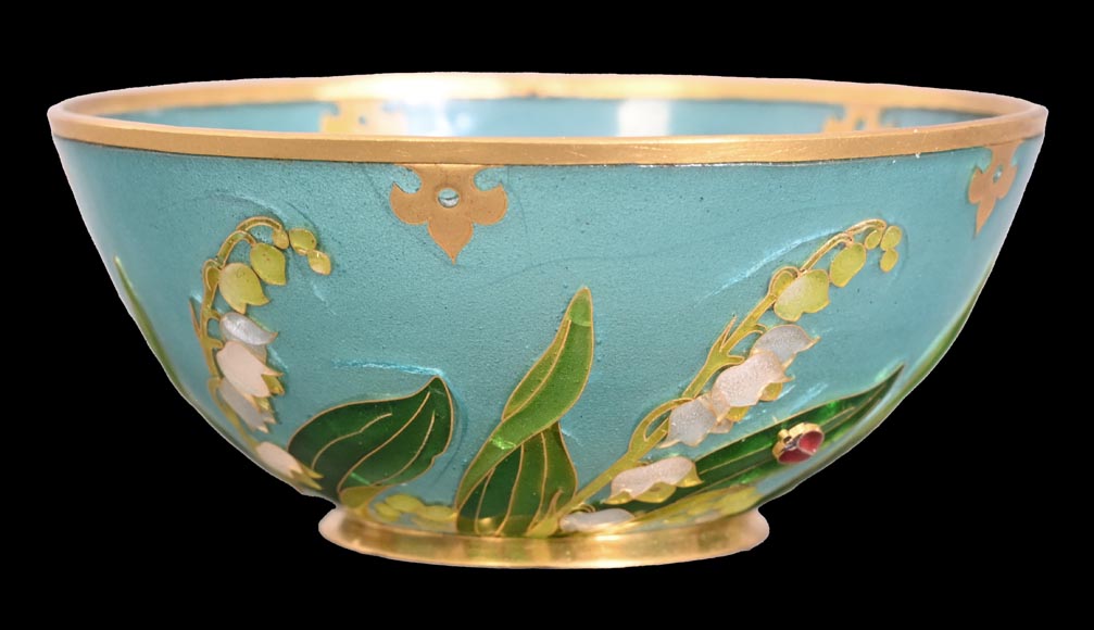 THESMAR André-Fernand (1843-1912) hemispherical cup in gold plique-à-jour enamel THESMAR André-Fernand (1843-1912) hemispherical cup in gold plique-à-jour enamel-1