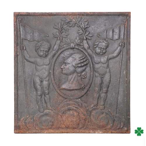 Cast iron fireback depicting Louis XVI