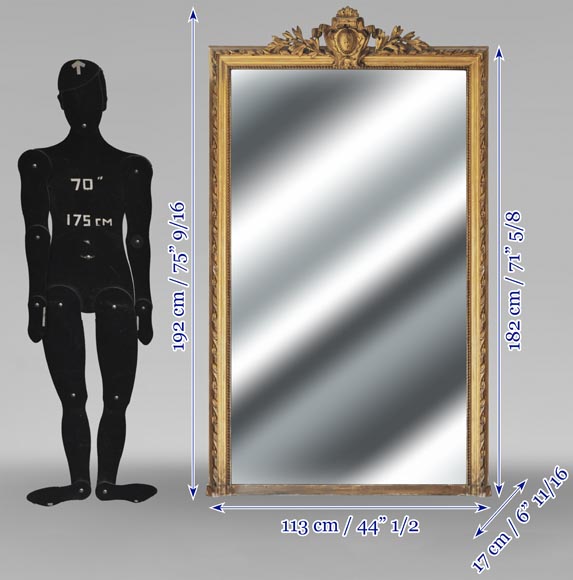 Louis XVI style gilded trumeau, decorated with a coat of arms Louis XVI style gilded trumeau, decorated with a coat of arms-5