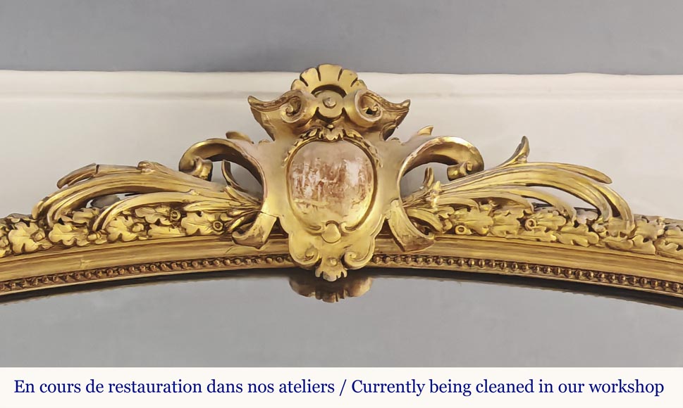 Napoleon III style gilded trumeau decorated with a frieze of oak leaves-1
