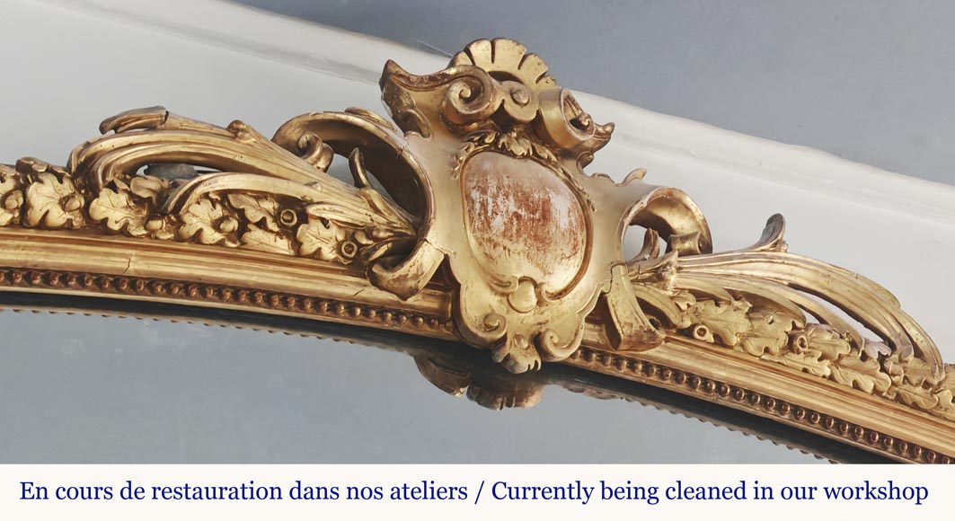 Napoleon III style gilded trumeau decorated with a frieze of oak leaves-2