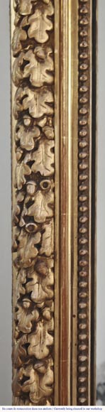 Napoleon III style gilded trumeau decorated with a frieze of oak leaves-5
