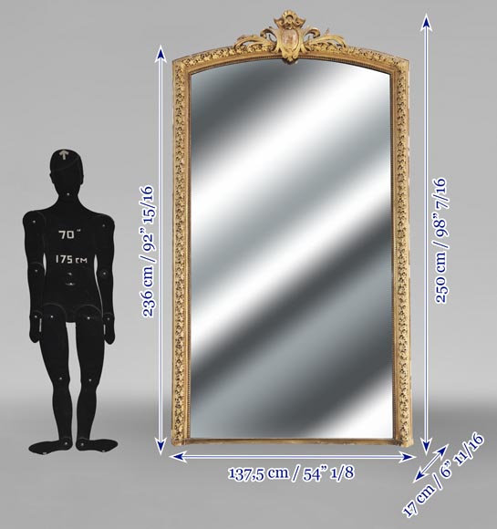 Napoleon III style gilded trumeau decorated with a frieze of oak leaves-7