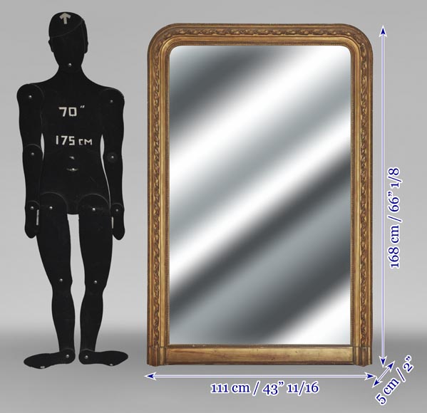 Louis XVI style gilded trumeau with ribbon and pearl decoration Louis XVI style gilded trumeau with ribbon and pearl decoration-5