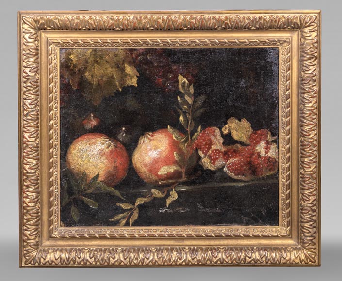 Still life with pomegranates and grapes, Italian school, 17th century Still life with pomegranates and grapes, Italian school, 17th century-0