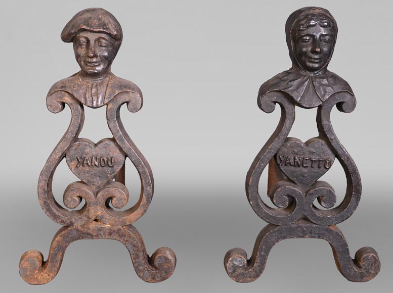 Pair of Cast Iron Andirons 