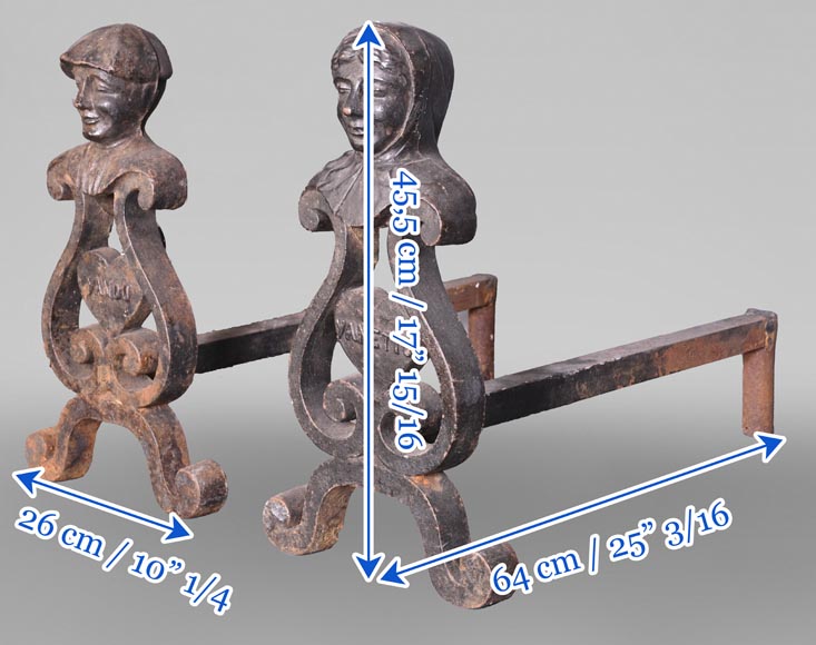 Pair of Cast Iron Andirons 