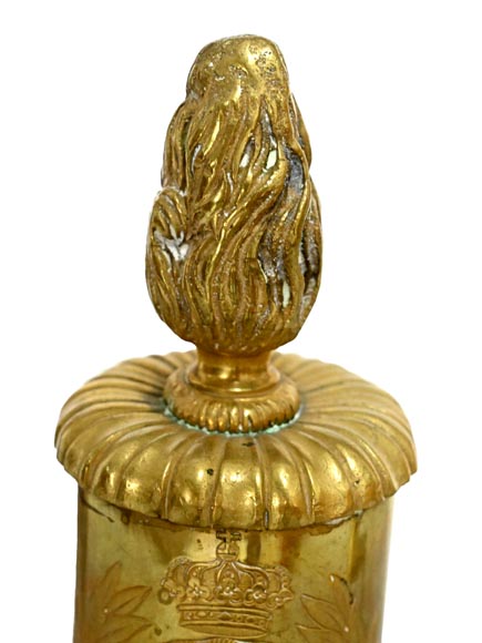 Pair of gilt bronze andirons, Restoration style, early 19th century-1