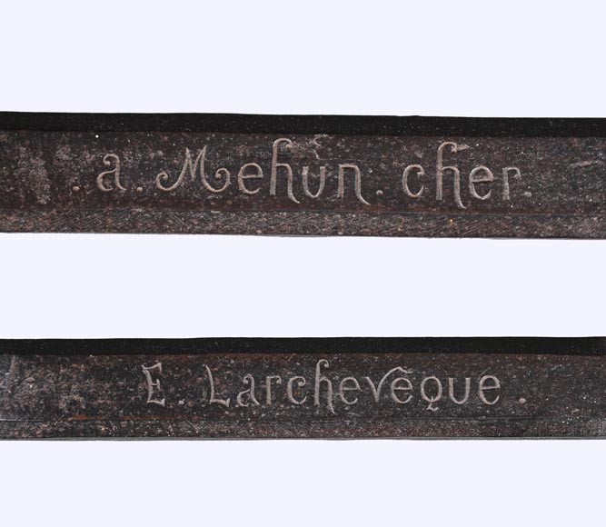 E. LARCHEVÊQUE, pair of wrought iron fire dogs with dragon heads E. LARCHEVÊQUE, pair of wrought iron fire dogs with dragon heads-13