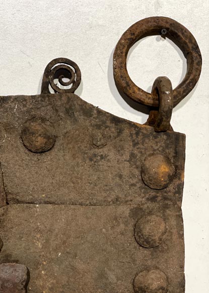 Antique riveted wrought-iron fireback-3