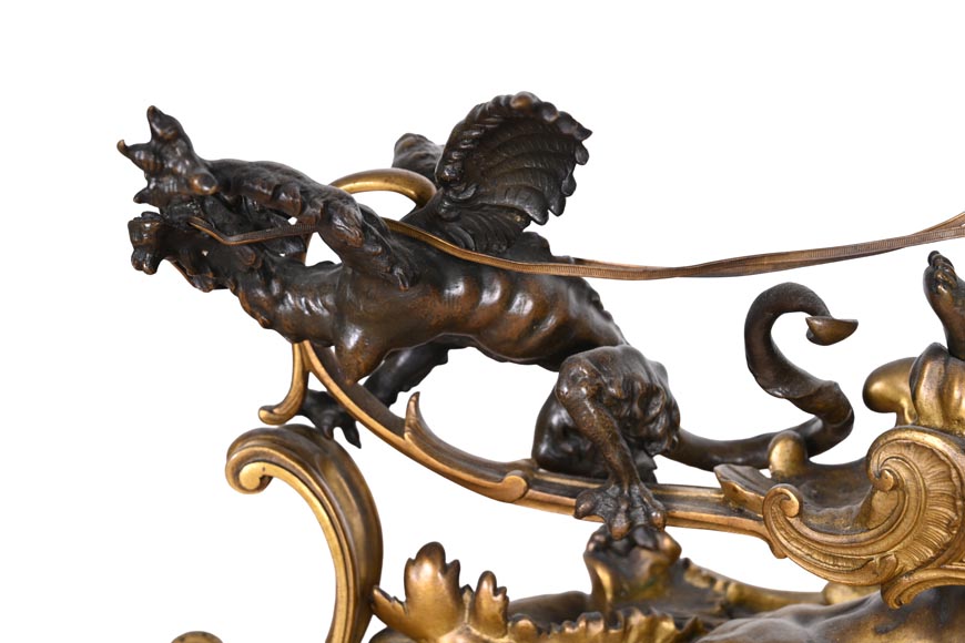 Rococo style clock with Louis XV monogram, gilt and patinated bronze Rococo style clock with Louis XV monogram, gilt and patinated bronze-8