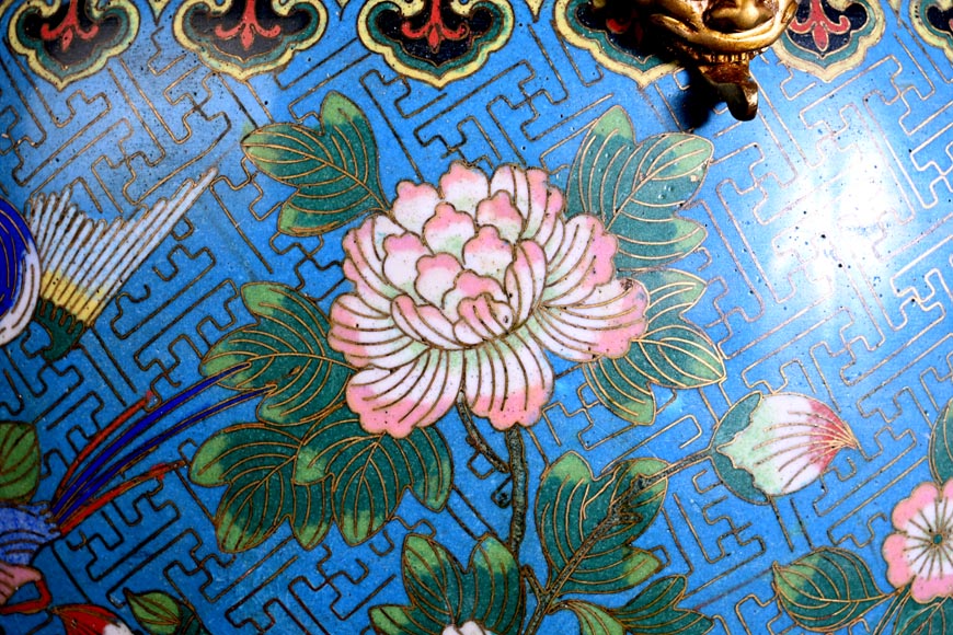 Ferdinand BARBEDIENNE – Japonist cachepot in gilt bronze and cloisonné enamel-6