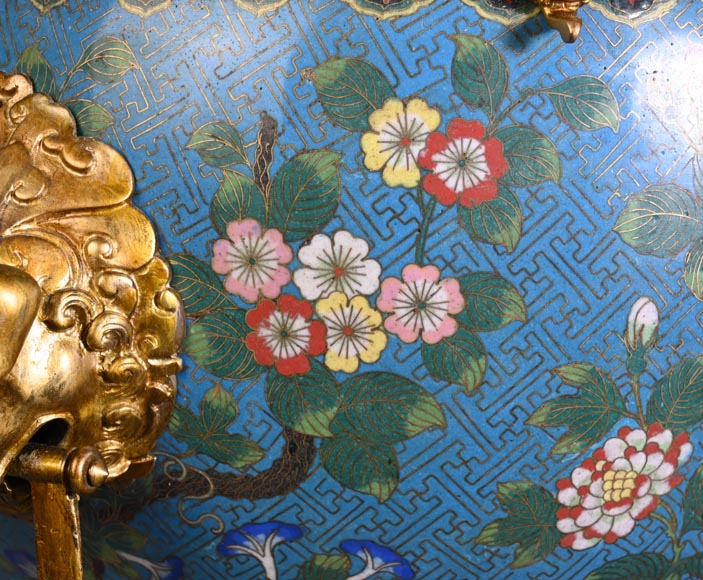 Ferdinand BARBEDIENNE – Japonist cachepot in gilt bronze and cloisonné enamel-16