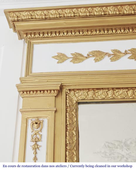 Louis XVI style trumeau enhanced with gold paint-2