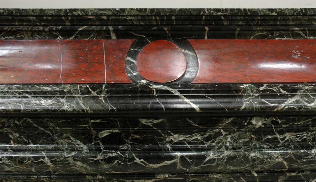 Antique hooded fireplace made out of Sea Green marble with Red Griotte marble Antique hooded fireplace made out of Sea Green marble with Red Griotte marble-1