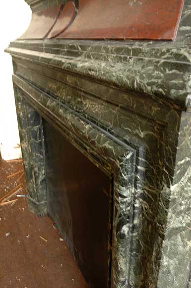 Antique hooded fireplace made out of Sea Green marble with Red Griotte marble Antique hooded fireplace made out of Sea Green marble with Red Griotte marble-2