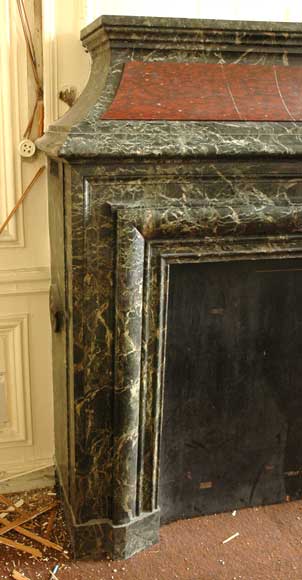 Antique hooded fireplace made out of Sea Green marble with Red Griotte marble Antique hooded fireplace made out of Sea Green marble with Red Griotte marble-3