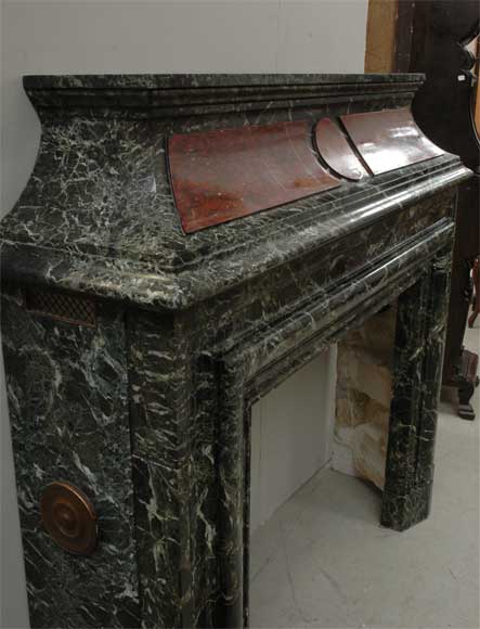 Antique hooded fireplace made out of Sea Green marble with Red Griotte marble Antique hooded fireplace made out of Sea Green marble with Red Griotte marble-4