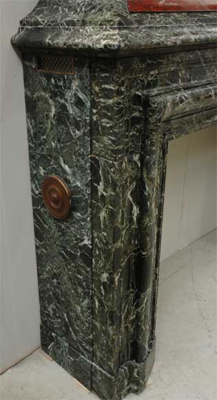 Antique hooded fireplace made out of Sea Green marble with Red Griotte marble Antique hooded fireplace made out of Sea Green marble with Red Griotte marble-5