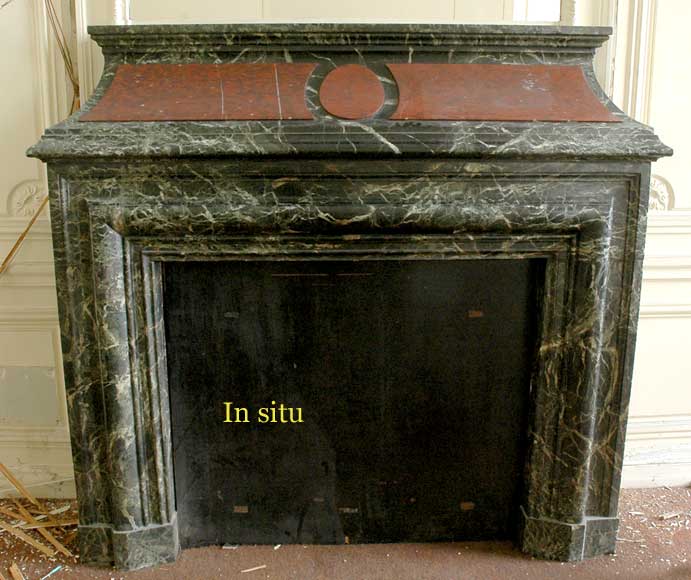 Antique hooded fireplace made out of Sea Green marble with Red Griotte marble Antique hooded fireplace made out of Sea Green marble with Red Griotte marble-7