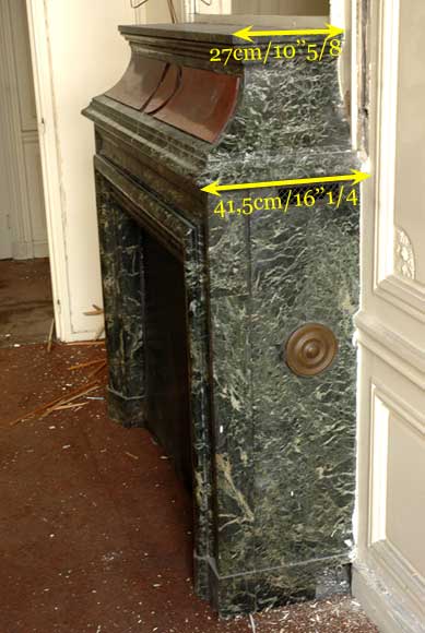 Antique hooded fireplace made out of Sea Green marble with Red Griotte marble Antique hooded fireplace made out of Sea Green marble with Red Griotte marble-8