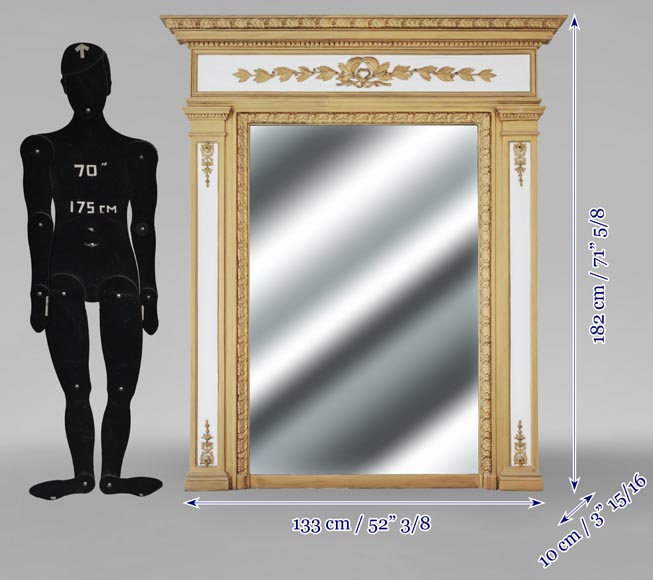 Louis XVI style trumeau enhanced with gold paint-5