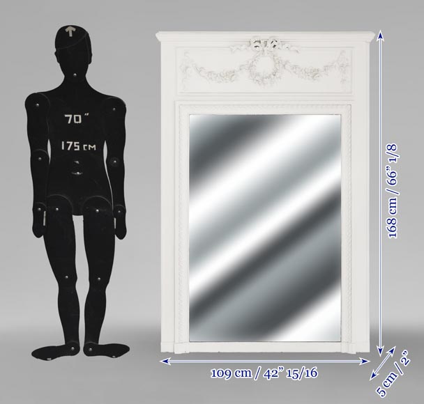 Louis XVI style trumeau decorated with a floral wreath-6