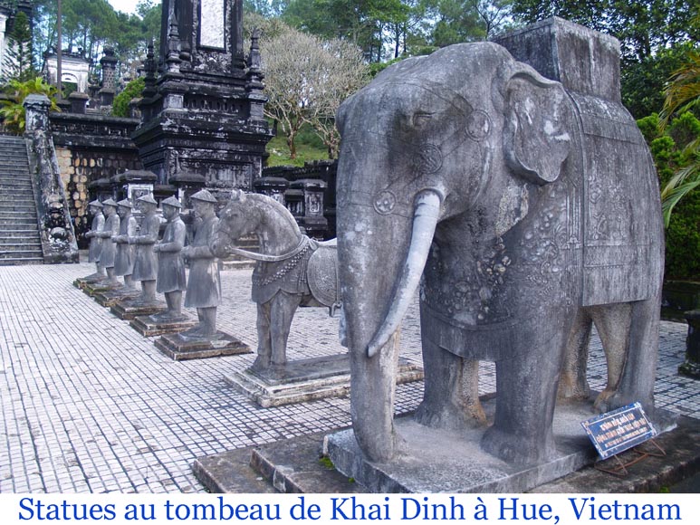 Pair of Vietnamese-style carved stone elephant statues-7