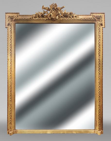 Gilded Louis XVI style trumeau with musical instruments Gilded Louis XVI style trumeau with musical instruments-0