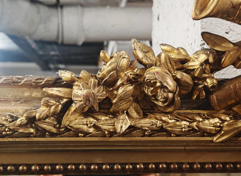 Gilded Louis XVI style trumeau with musical instruments Gilded Louis XVI style trumeau with musical instruments-3