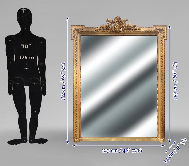 Gilded Louis XVI style trumeau with musical instruments Gilded Louis XVI style trumeau with musical instruments-9