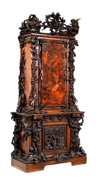 Jean-Pierre TAHAN & Joseph CREMER, two-part carved buffet with marquetry panel called “Fantasy Furniture” Exhibition 1855 Jean-Pierre TAHAN & Joseph CREMER, two-part carved buffet with marquetry panel called “Fantasy Furniture” Exhibition 1855-1