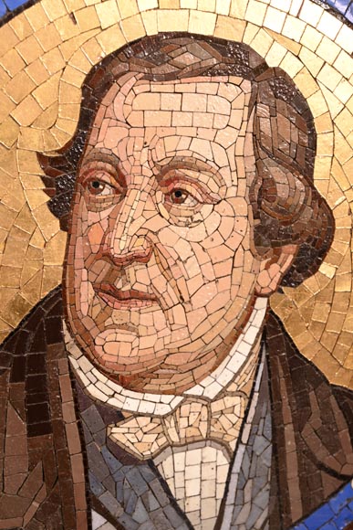 Antonio Salviati (Vicenza, 1816 – Venice, 1890), attributed to Pair of mosaic portraits of Gioachino Rossini and Baldassarre Peruzzi-1