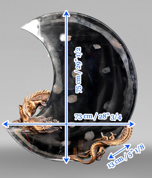 Gabriel VIARDOT (1830–1904), (attributed to) – Rare japoniste crescent-moon mirror with bronze dragon Gabriel VIARDOT (1830–1904), (attributed to) – Rare japoniste crescent-moon mirror with bronze dragon-6
