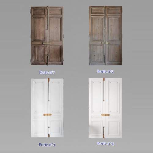 Set of 4 double doors in carved wood