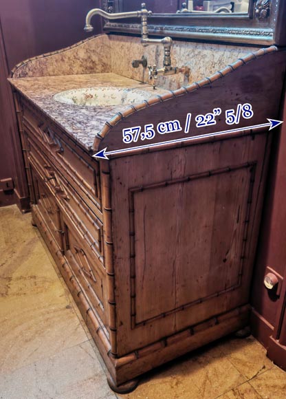 Washstand in brocatelle marble and wood imitating bamboo Washstand in brocatelle marble and wood imitating bamboo-7