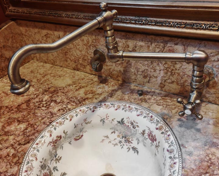 Washstand in brocatelle marble and wood imitating bamboo Washstand in brocatelle marble and wood imitating bamboo-10