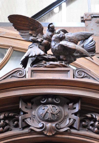 Large glazed Napoléon III period cabinet with rustic décor Large glazed Napoléon III period cabinet with rustic décor-7