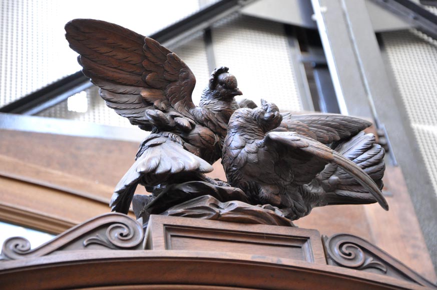 Large glazed Napoléon III period cabinet with rustic décor Large glazed Napoléon III period cabinet with rustic décor-8