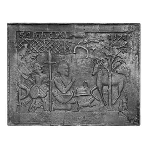 Cast iron fireplace plaque depicting 