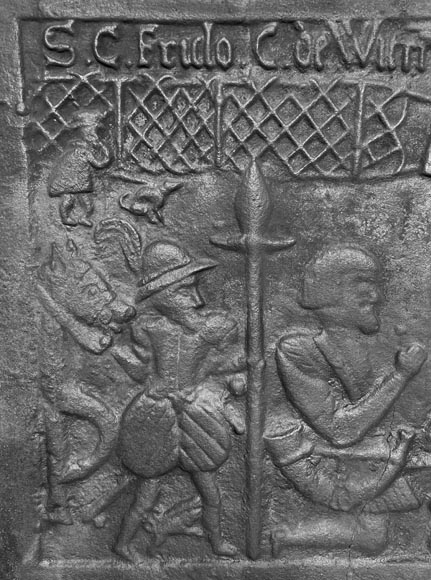 Cast iron fireplace plaque depicting Cast iron fireplace plaque depicting